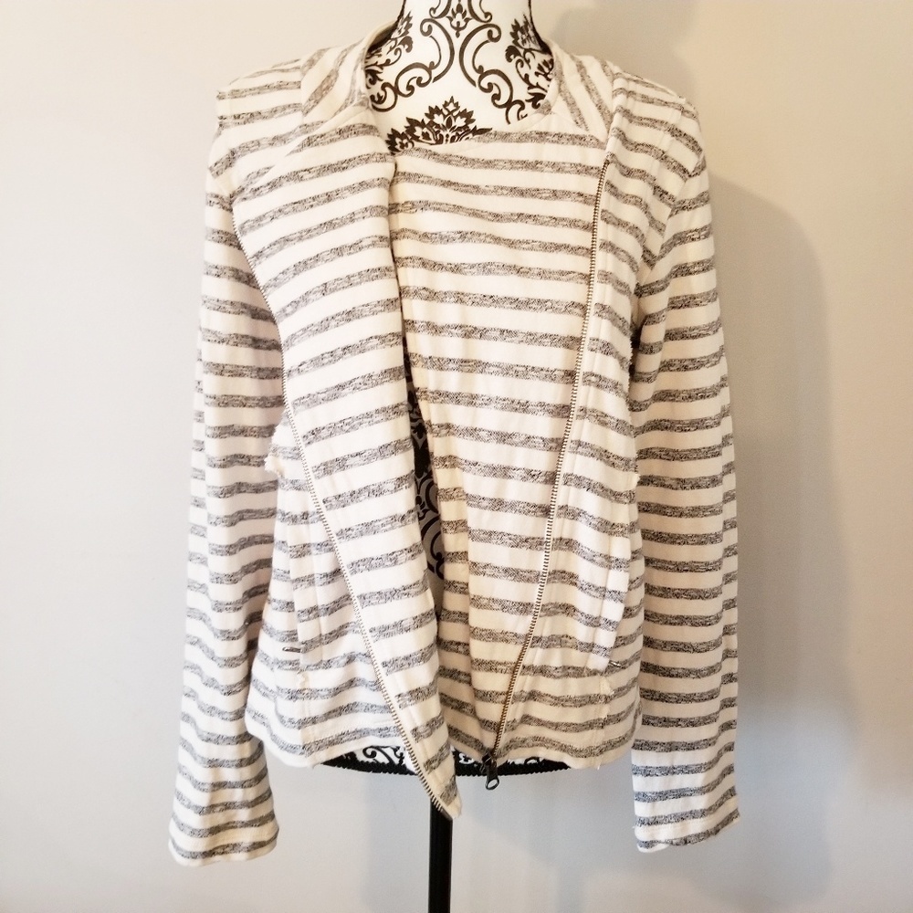 Caslon ▪︎ Moto Gray Stripe Medium Jacket